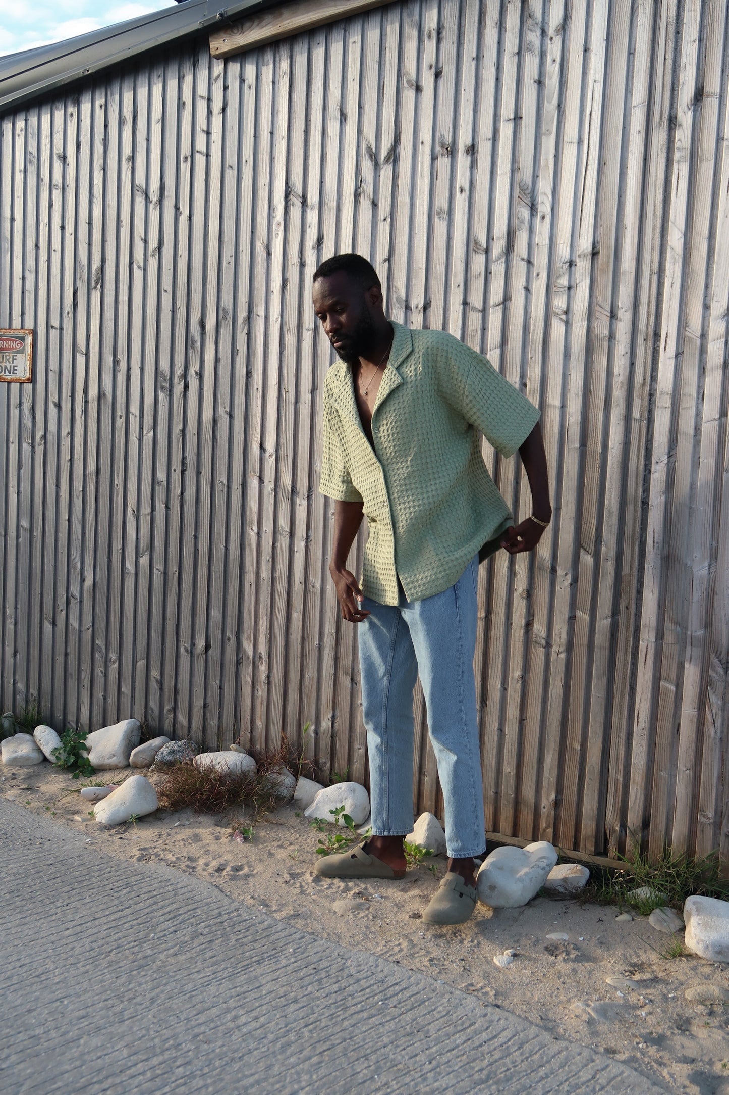 Chemise gaufrée vert amande