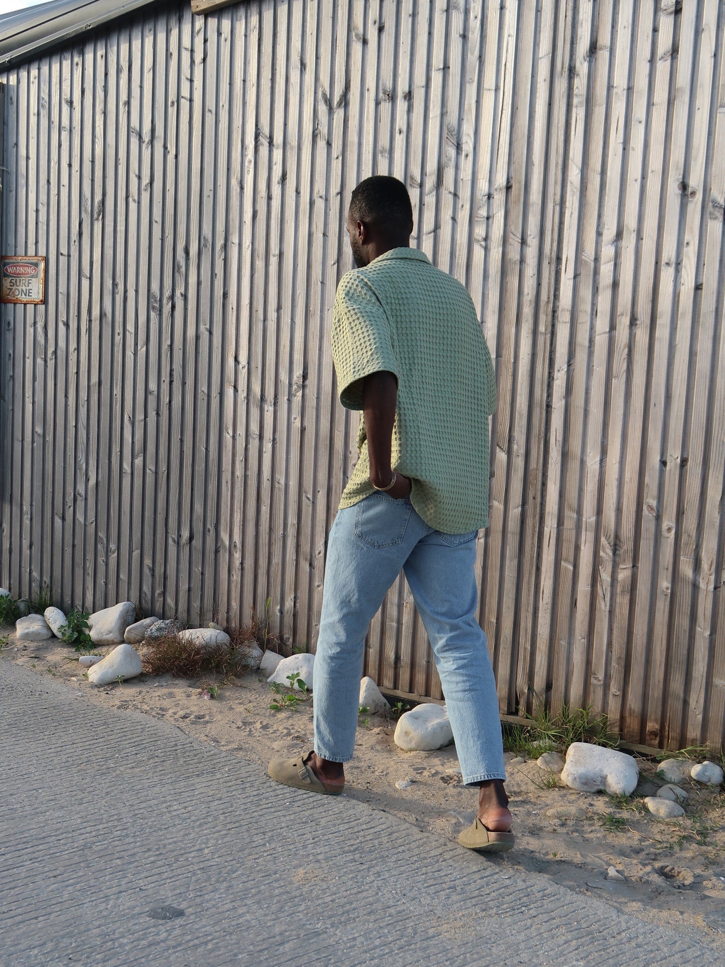 Chemise gaufrée vert amande