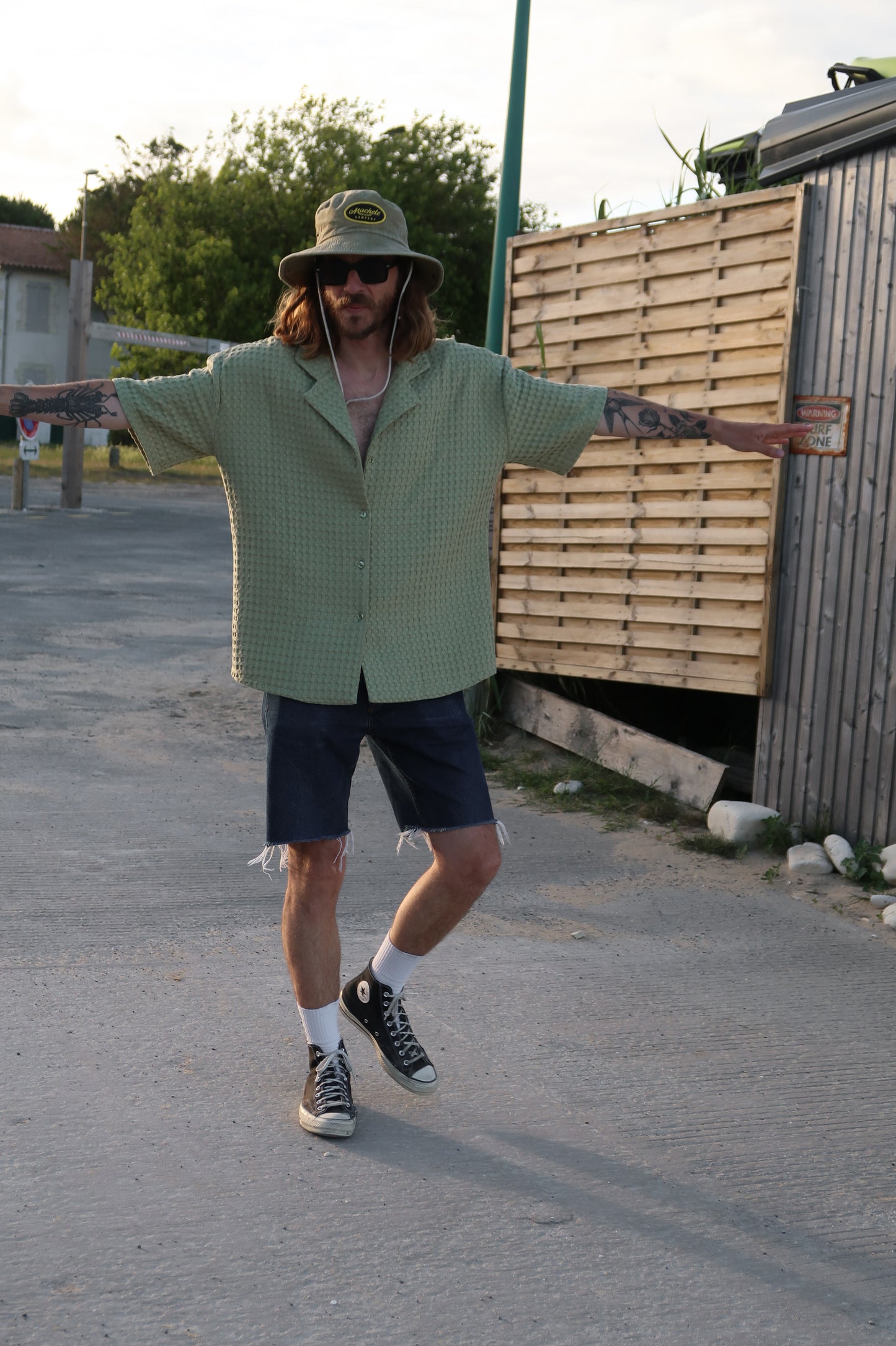 Chemise gaufrée vert amande