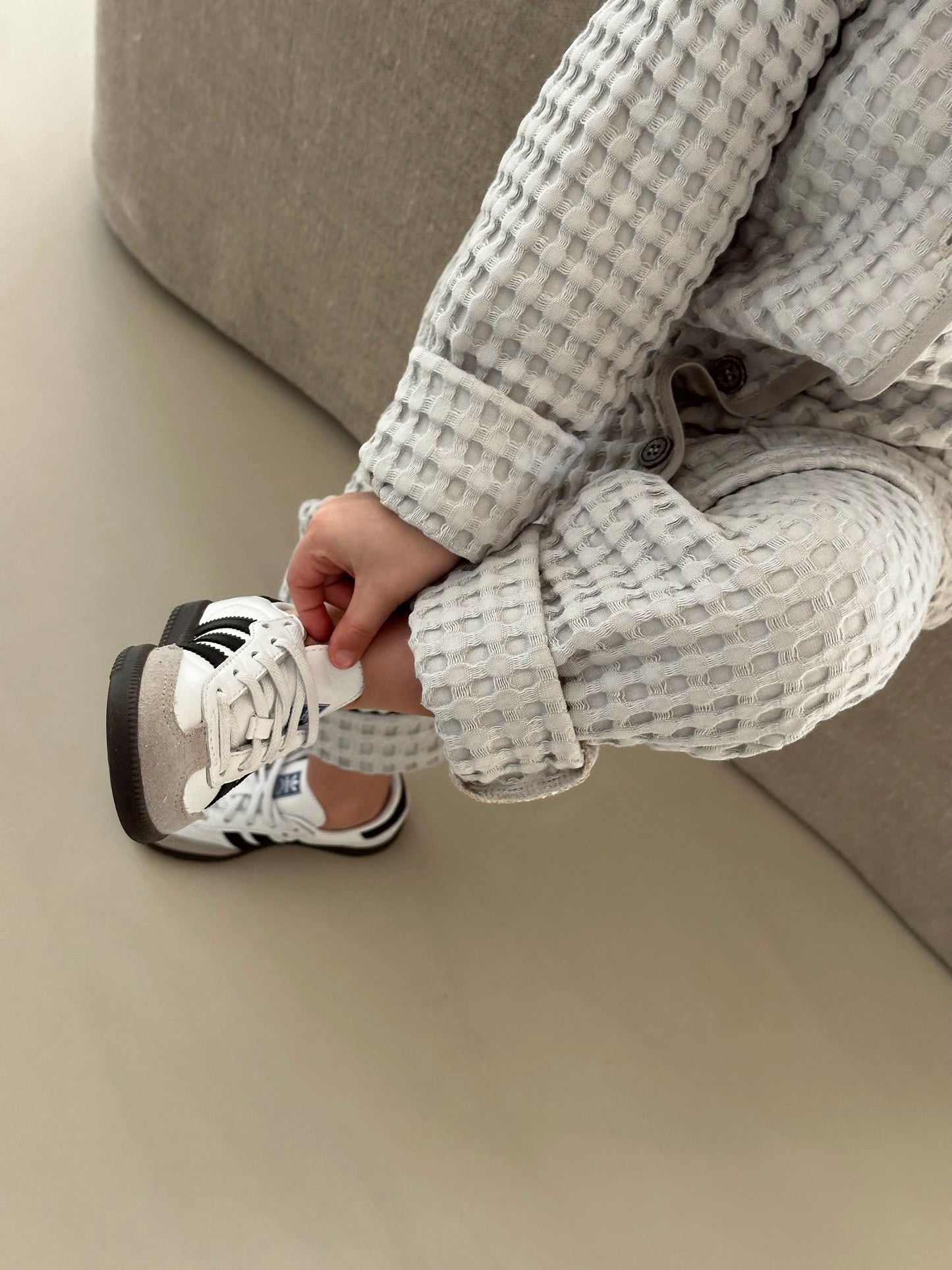 Pantalon nid d'abeille gris - Enfant
