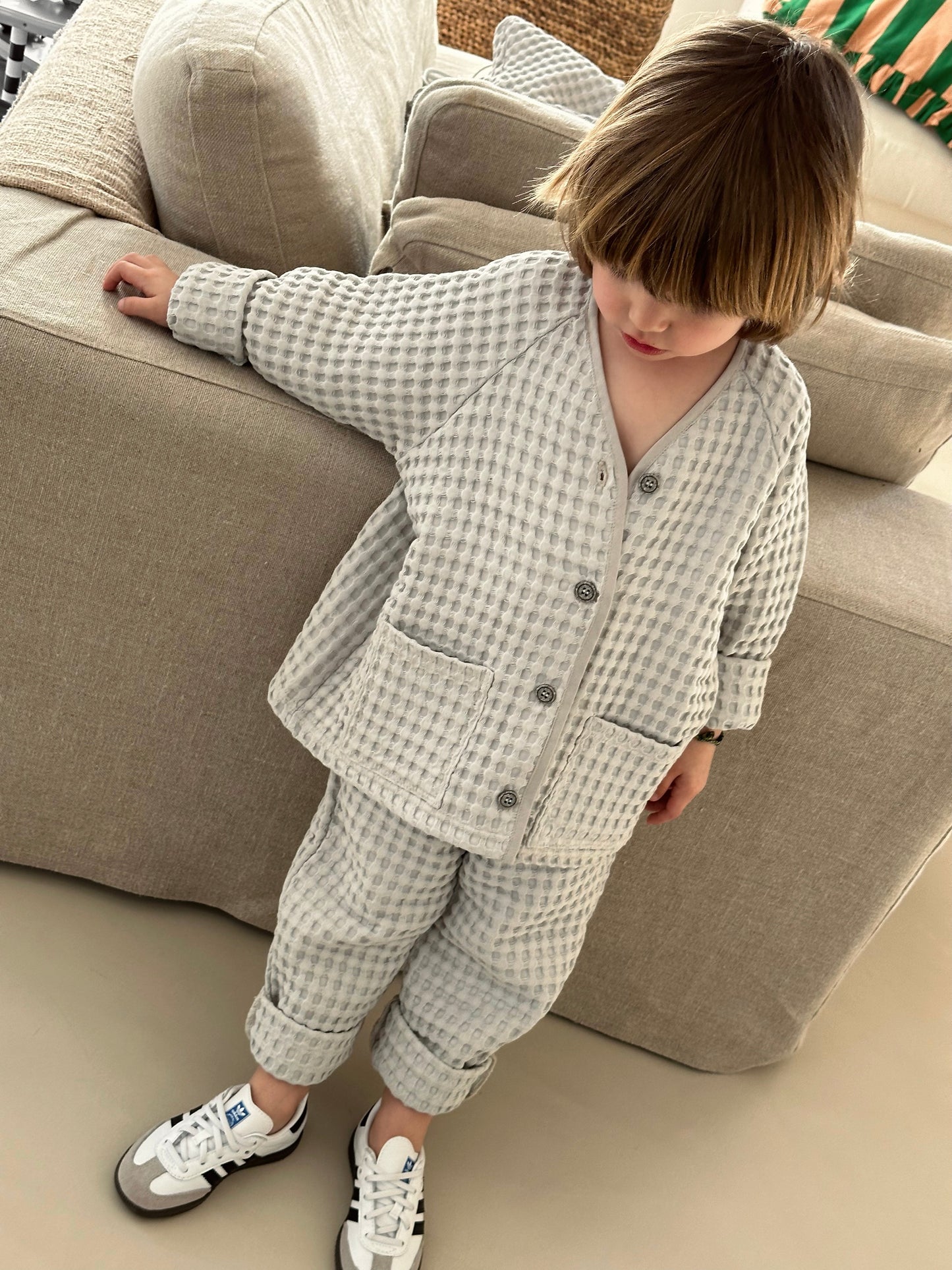 Gilet nid d'abeille gris - Enfant