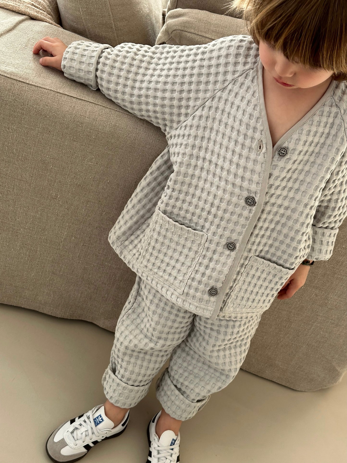Gilet nid d'abeille gris - Enfant
