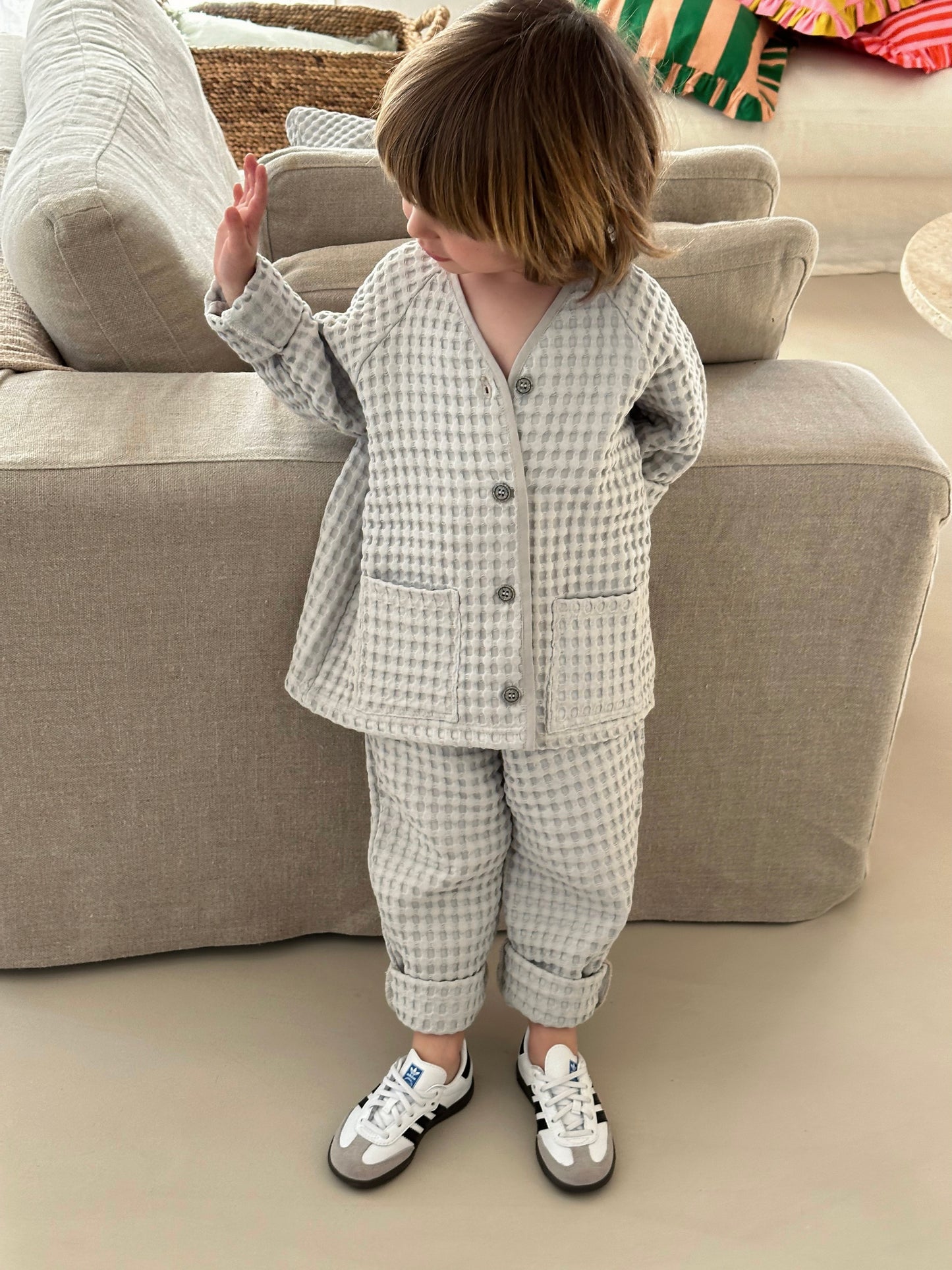 Gilet nid d'abeille gris - Enfant