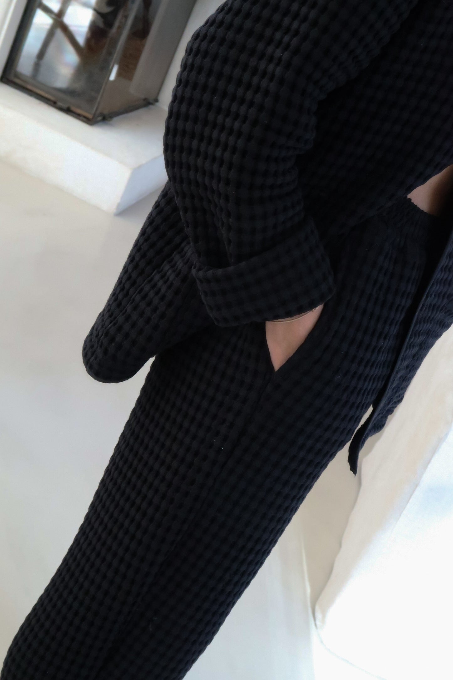 Pantalon nid d'abeille noir