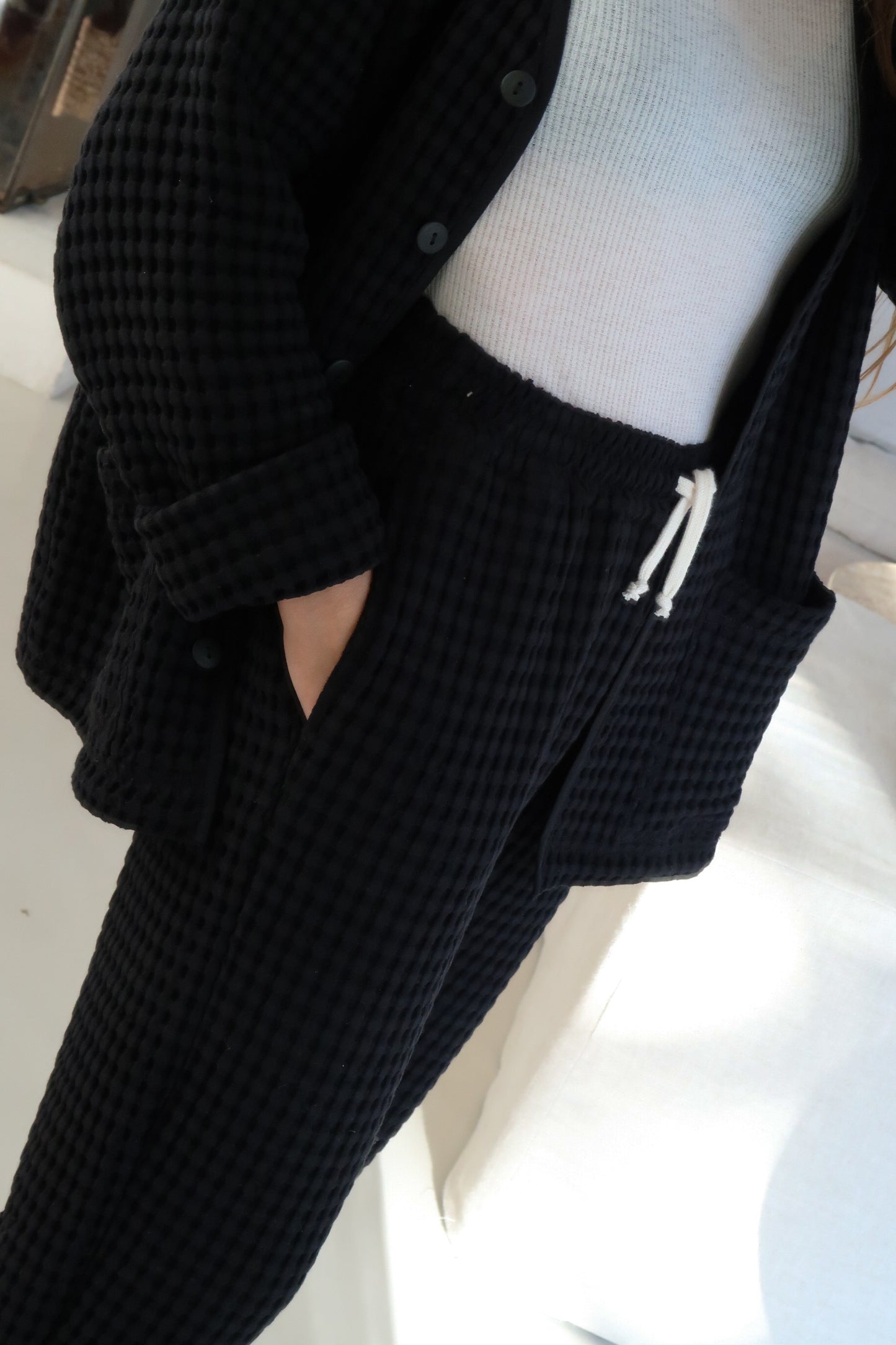 Pantalon nid d'abeille noir