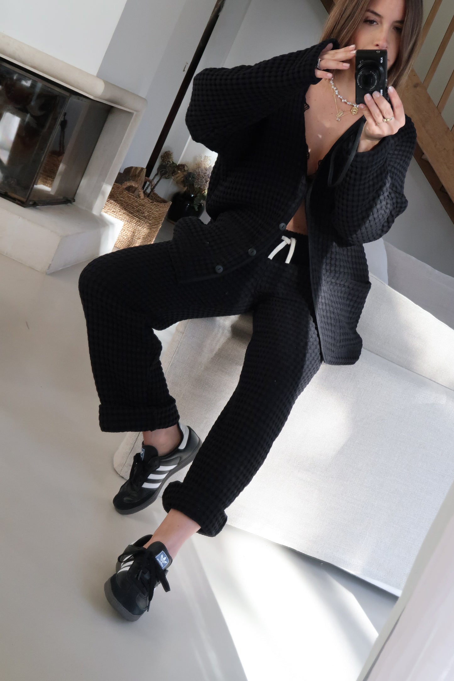 Pantalon nid d'abeille noir