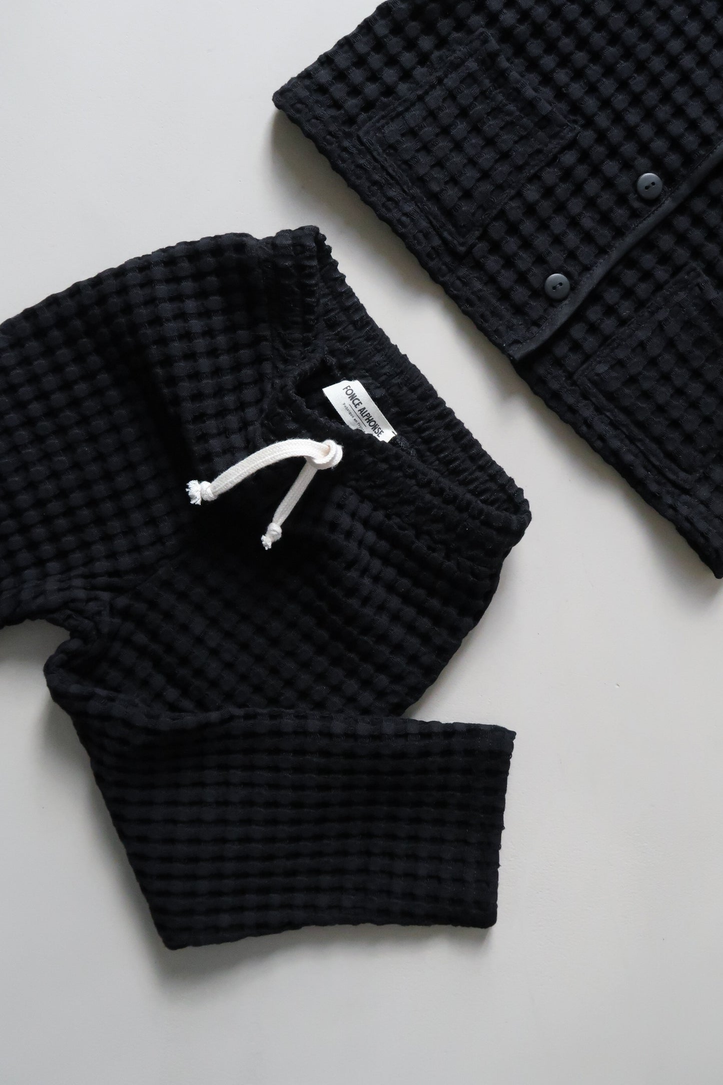 Pantalon nid d'abeille noir - Enfant