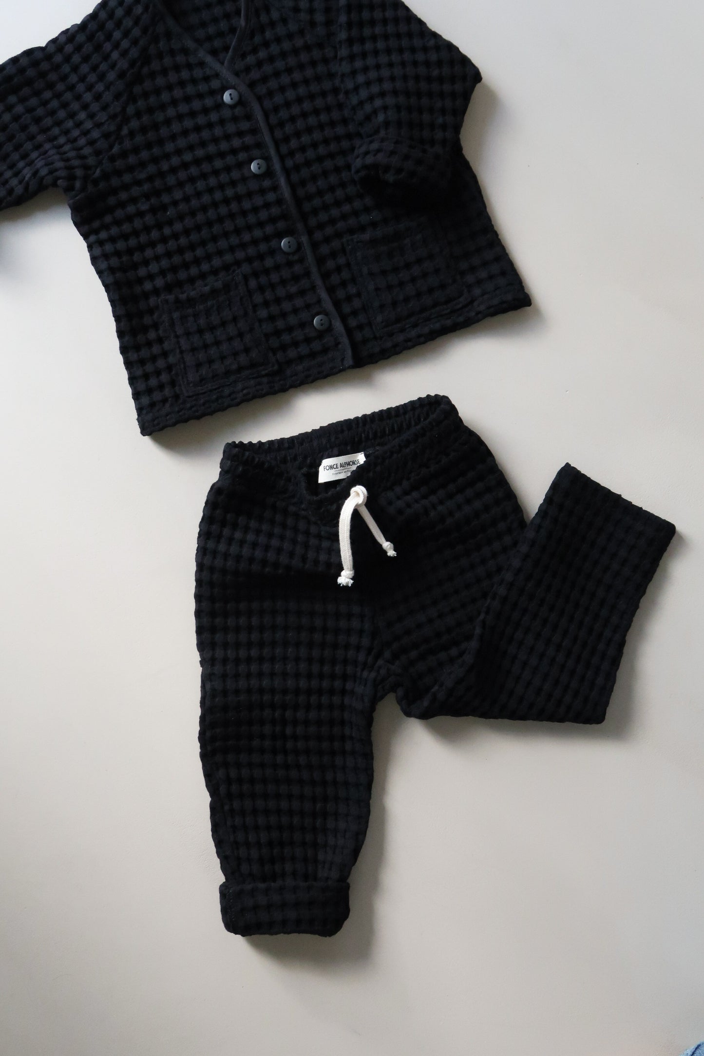 Pantalon nid d'abeille noir - Enfant
