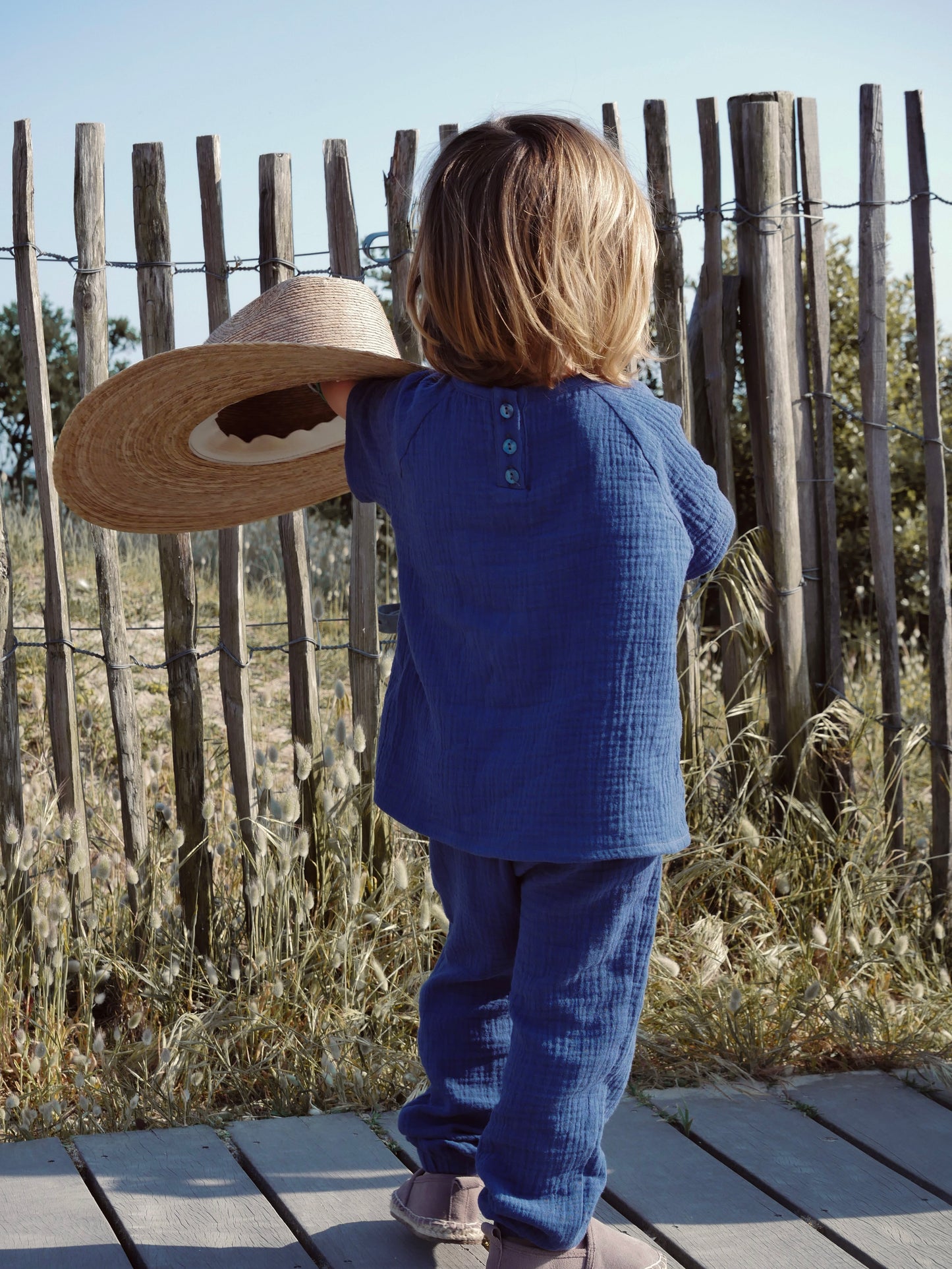 Ensemble gaze de coton - Bleu