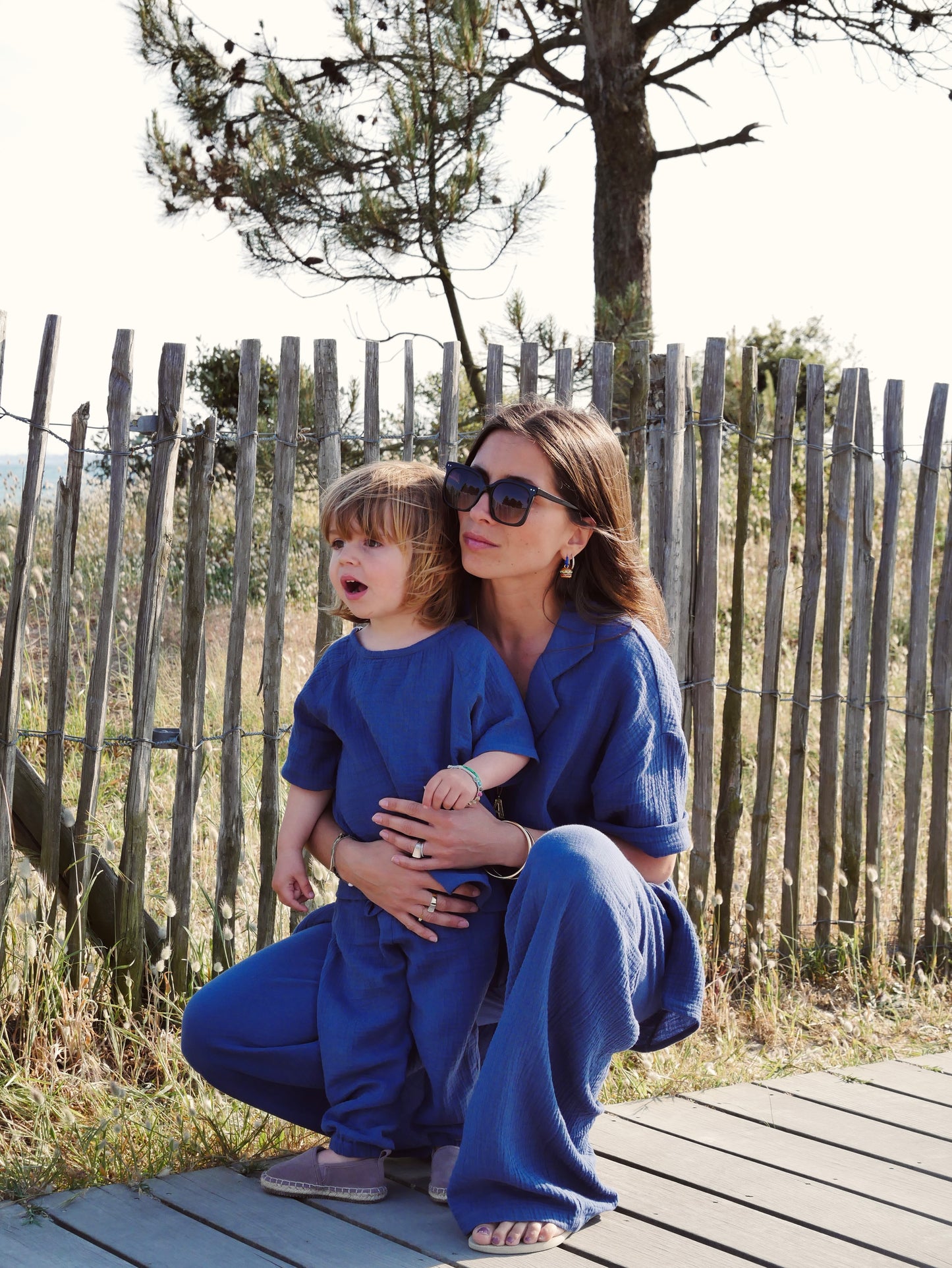 Ensemble gaze de coton - Bleu