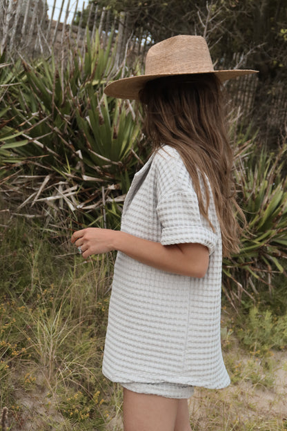 Chemise gaufrée gris perle