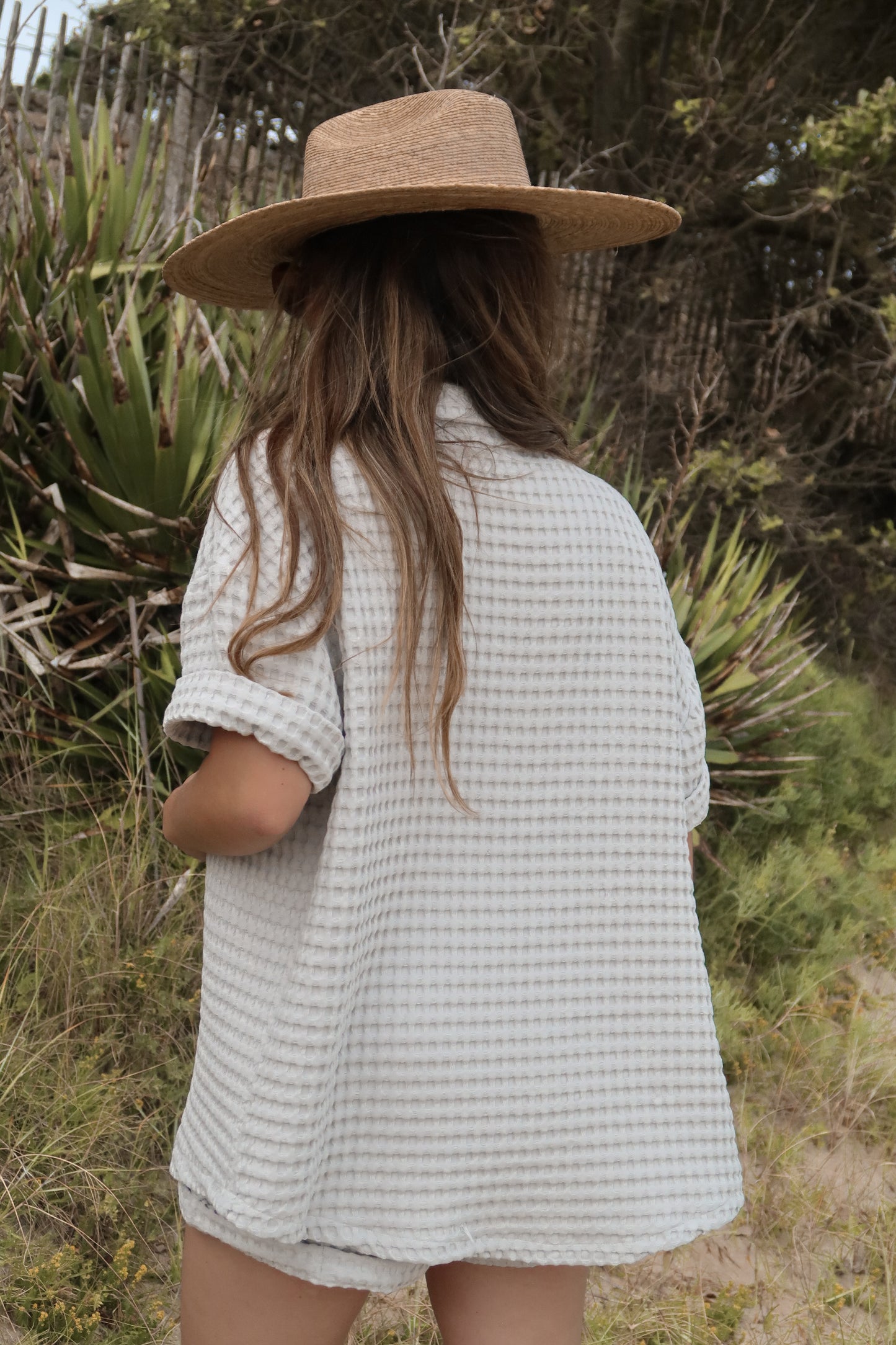 Chemise gaufrée gris perle